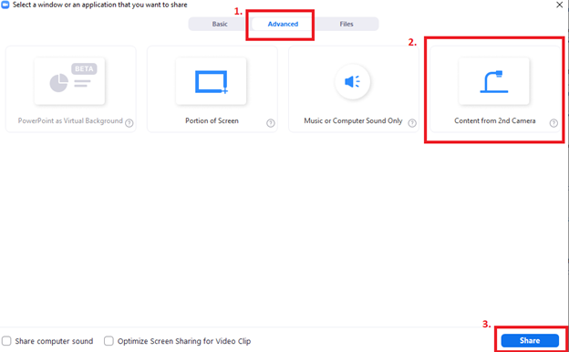 How to use doc cam as a webcam inside ZOOM?